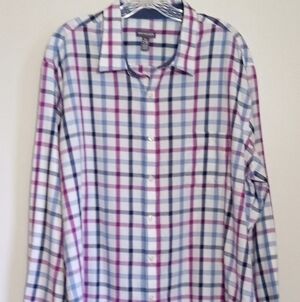Van Heusen plaid long sleeve button down shirt men's size XXL